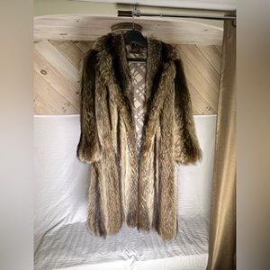 Vintage genuine raccoon fur coat - medium